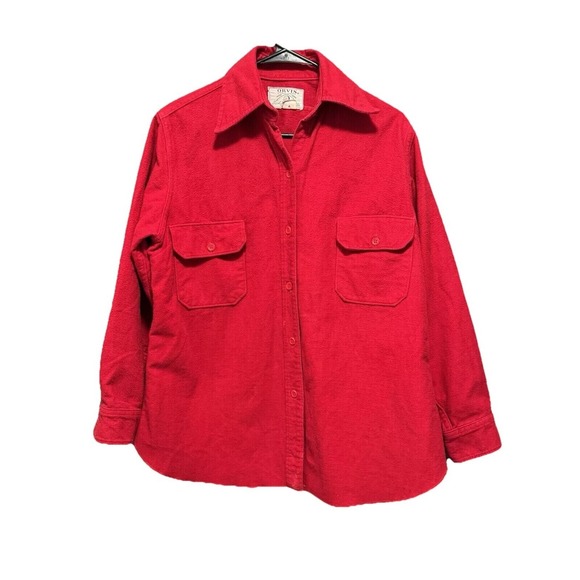 Vtg Orvis Long Sleeve Button Up Shirt Flannel/Chamois Manchester Vermont USA Red - Picture 1 of 9